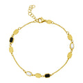 14K Yellow Gold Onyx And MOP Inlay Links Bracelet