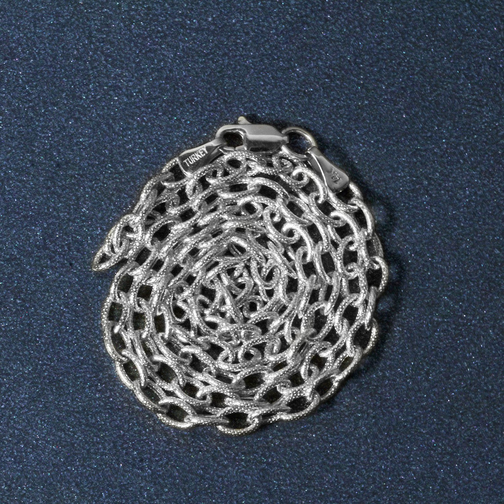 14k White Gold Pendant Chain with Textured Links (2.90 mm)