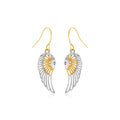 Two-Tone Wing Drop Earrings in 10K Gold