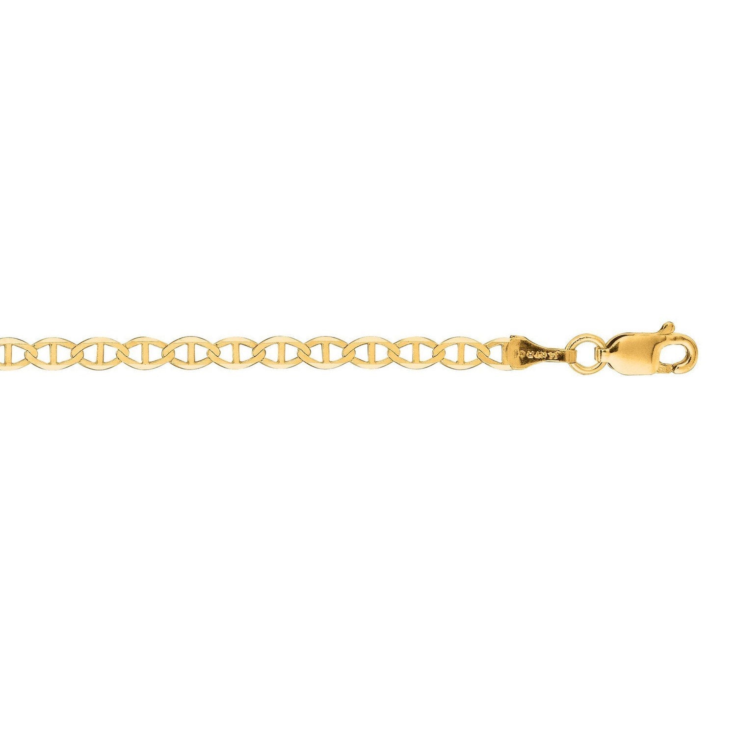 3.2mm 14k Yellow Gold Mariner Link Anklet