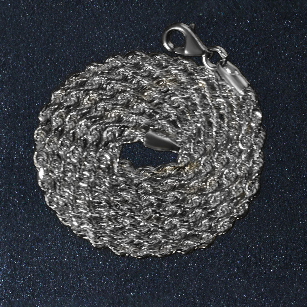 14k White Gold Solid Diamond Cut Rope Chain (2.50 mm)