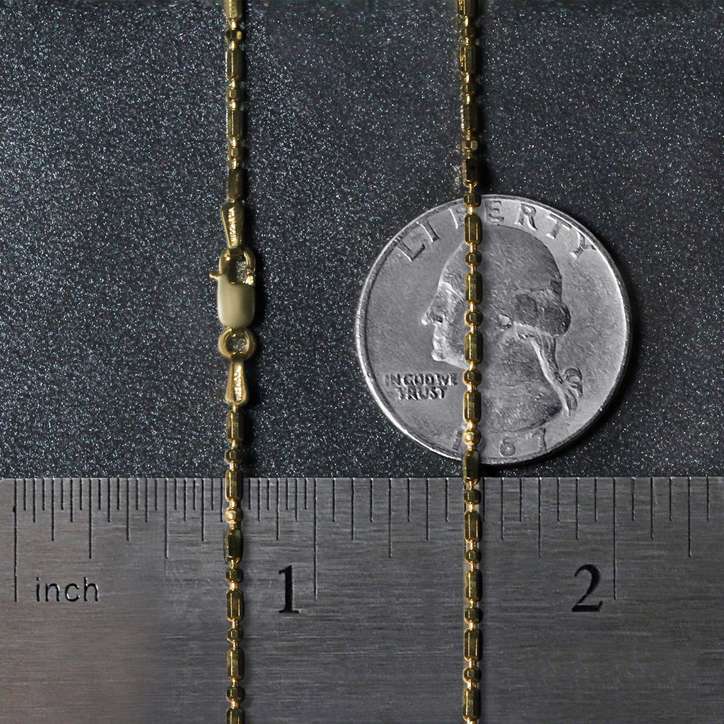 14k Yellow Gold Diamond-Cut Alternating Bead Chain (1.30 mm)