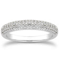 14k White Gold Triple Multi-Row Micro- Pave Diamond Wedding Ring Band