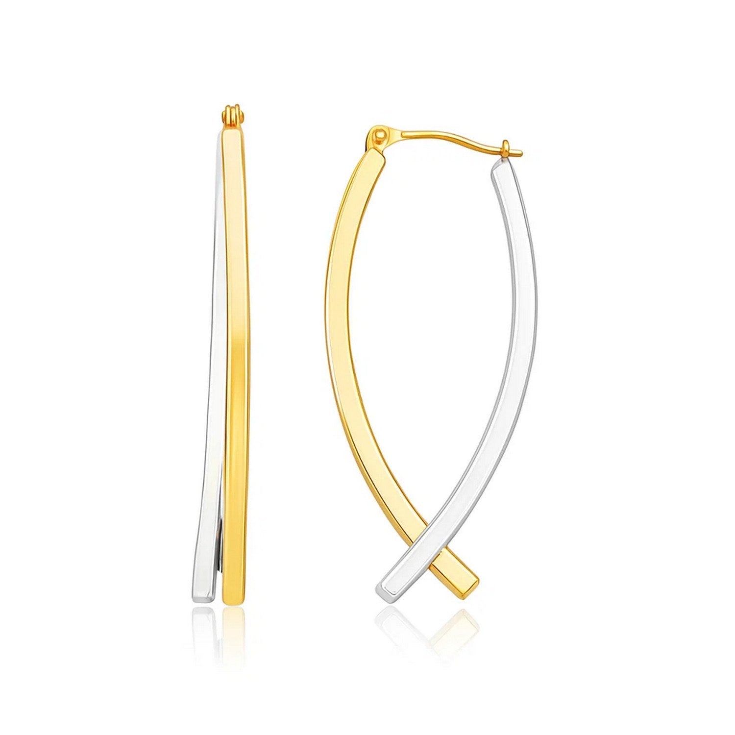 14k Two-Tone Gold Double Row Fancy Drop Earrings