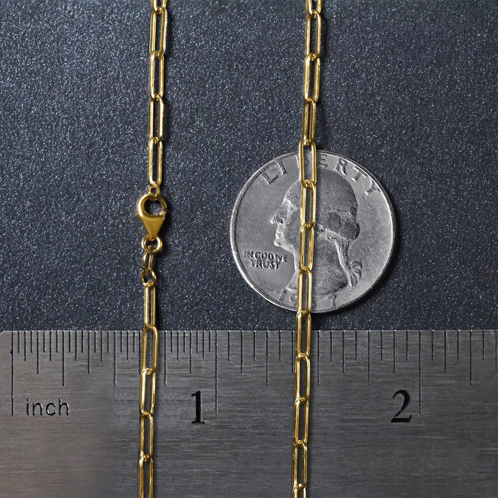 Sterling Silver Gold Plated Paperclip Chain (2.50 mm)