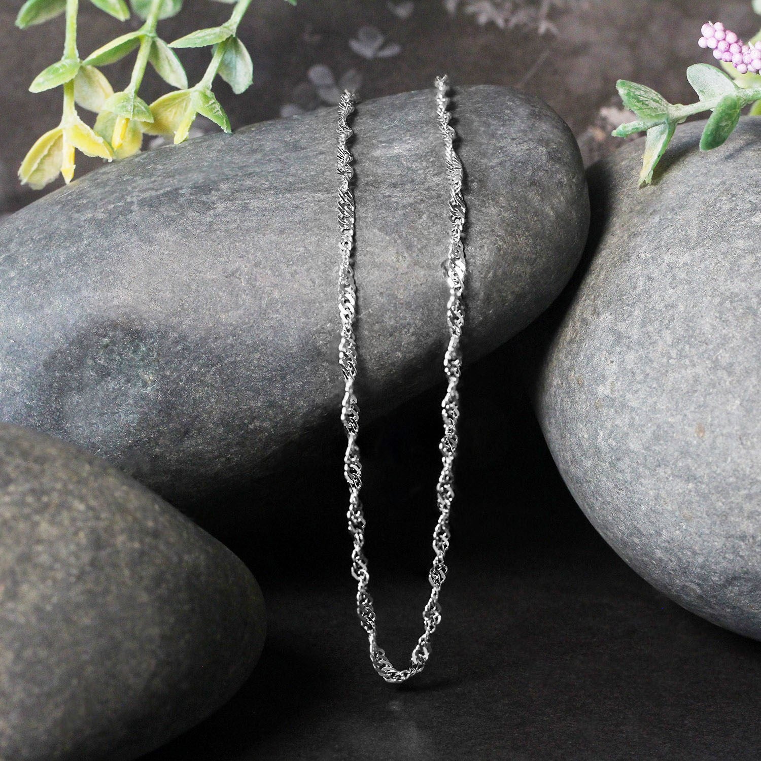 14k White Gold Singapore Chain (2.10 mm)