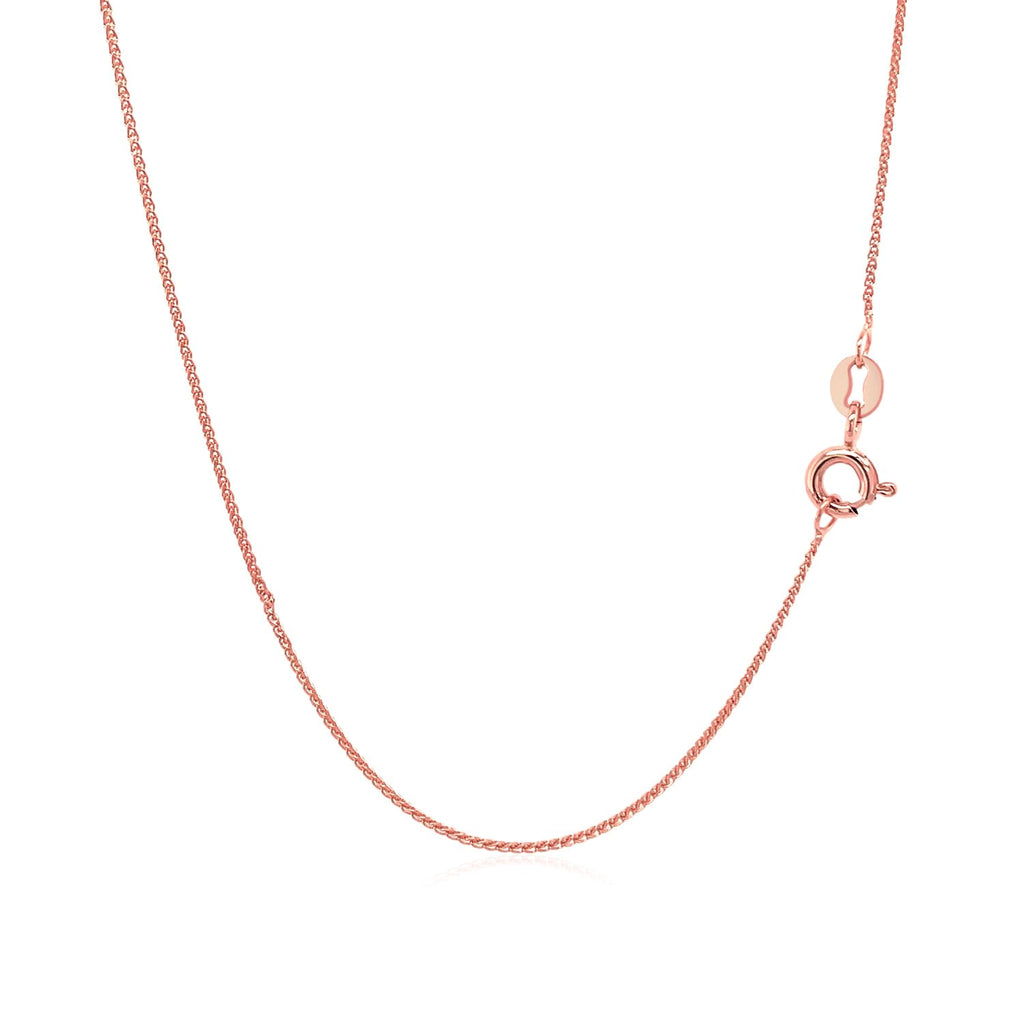 14k Rose Gold Diamond Cut Round Wheat Chain (0.70 mm)