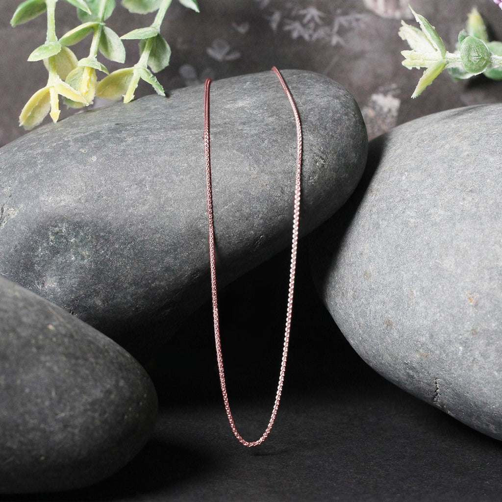 14k Rose Gold Diamond Cut Round Wheat Chain (0.70 mm)