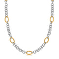 18k Yellow Gold and Sterling Silver Rhodium Plated Multi Style Chain Necklace
