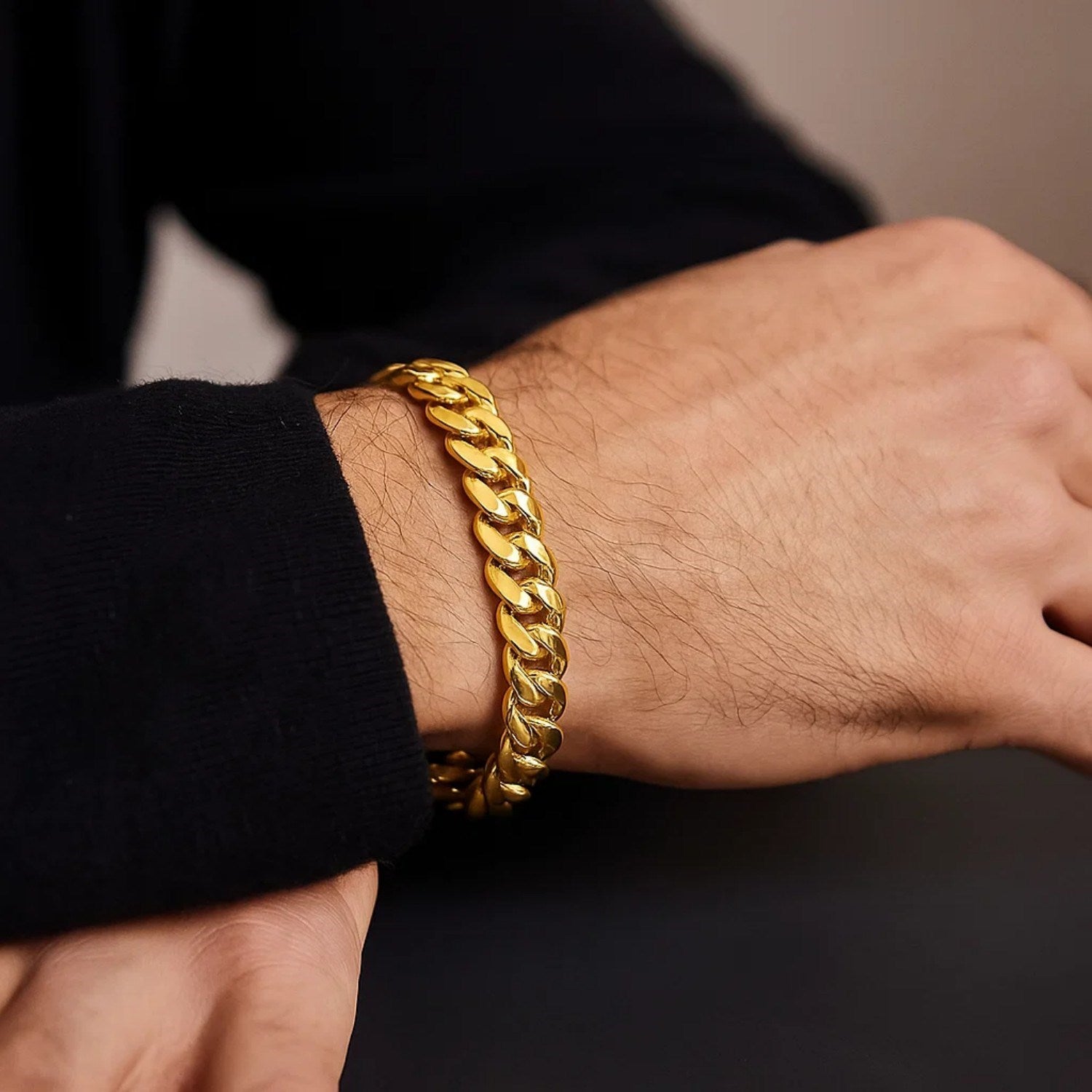 10k Yellow Gold Classic Miami Cuban Solid Bracelet (8.20 mm)