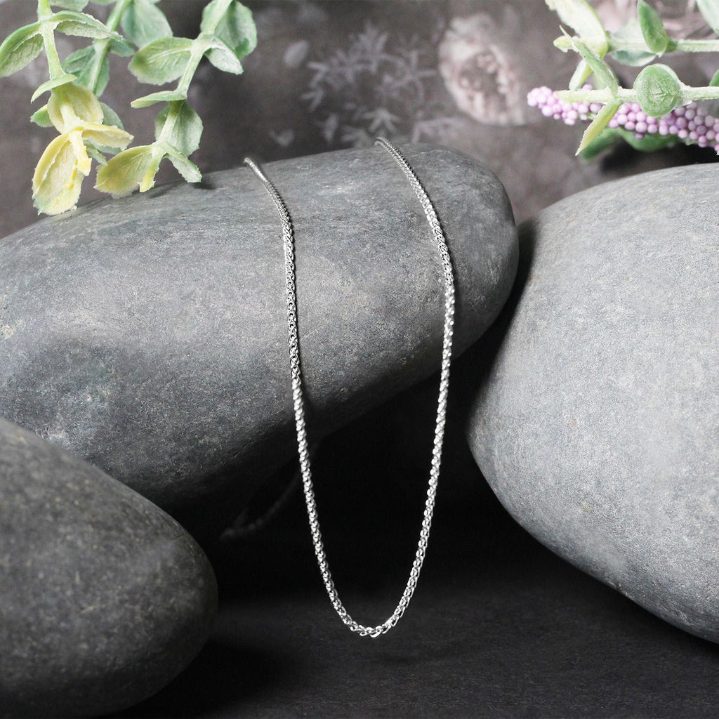 18k White Gold Round Wheat Chain (1.40 mm)