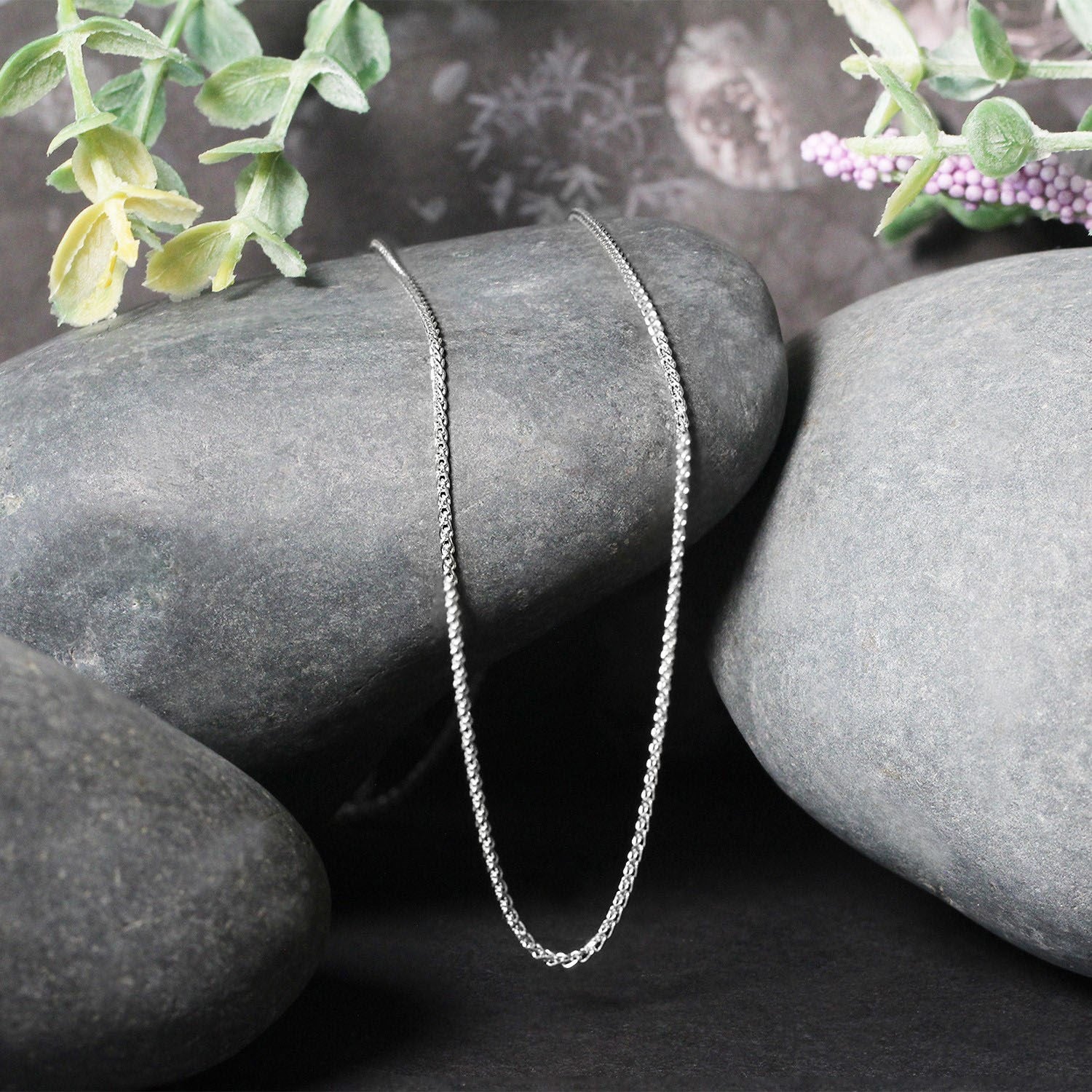 18k White Gold Round Wheat Chain (1.40 mm)