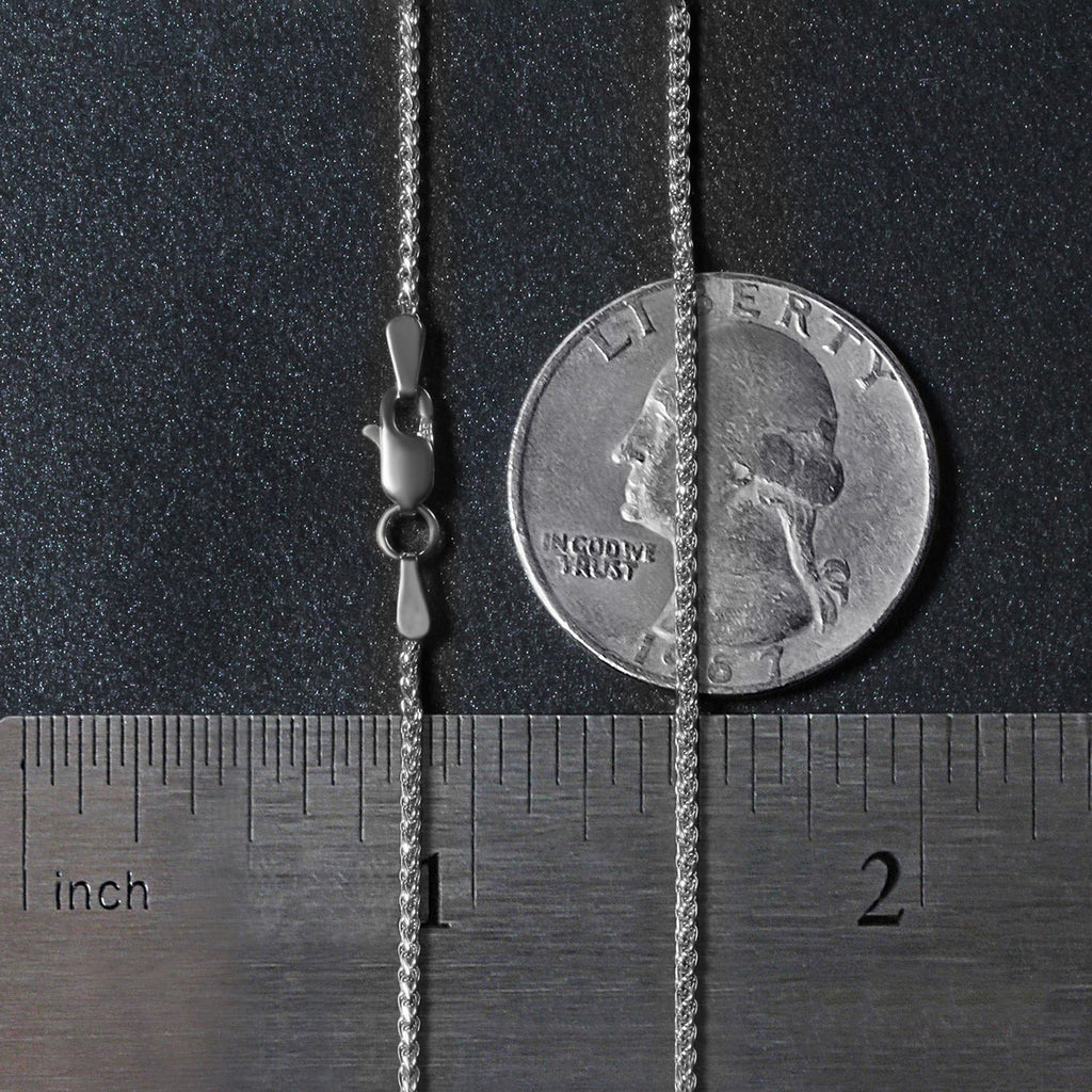 18k White Gold Round Wheat Chain (1.40 mm)