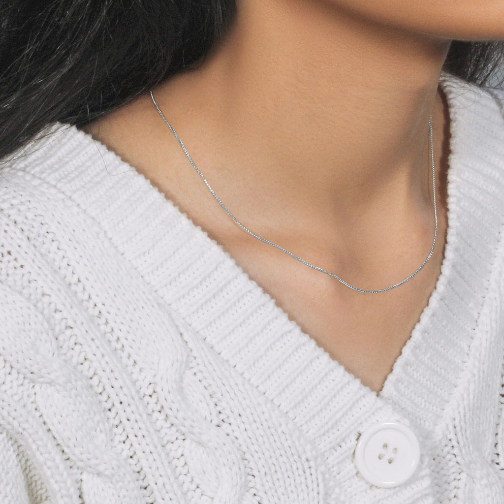 14k White Gold Diamond Cut Round Wheat Chain (0.60 mm)