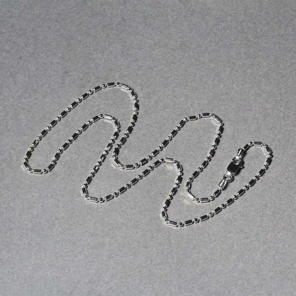 14k White Gold Diamond-Cut Alternating Bead Chain (1.30 mm)