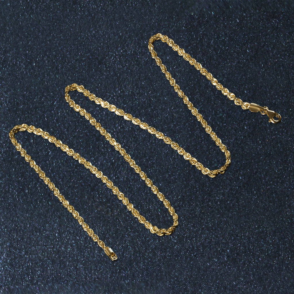 10k Yellow Gold Solid Diamond Cut Rope Chain (2.50 mm)