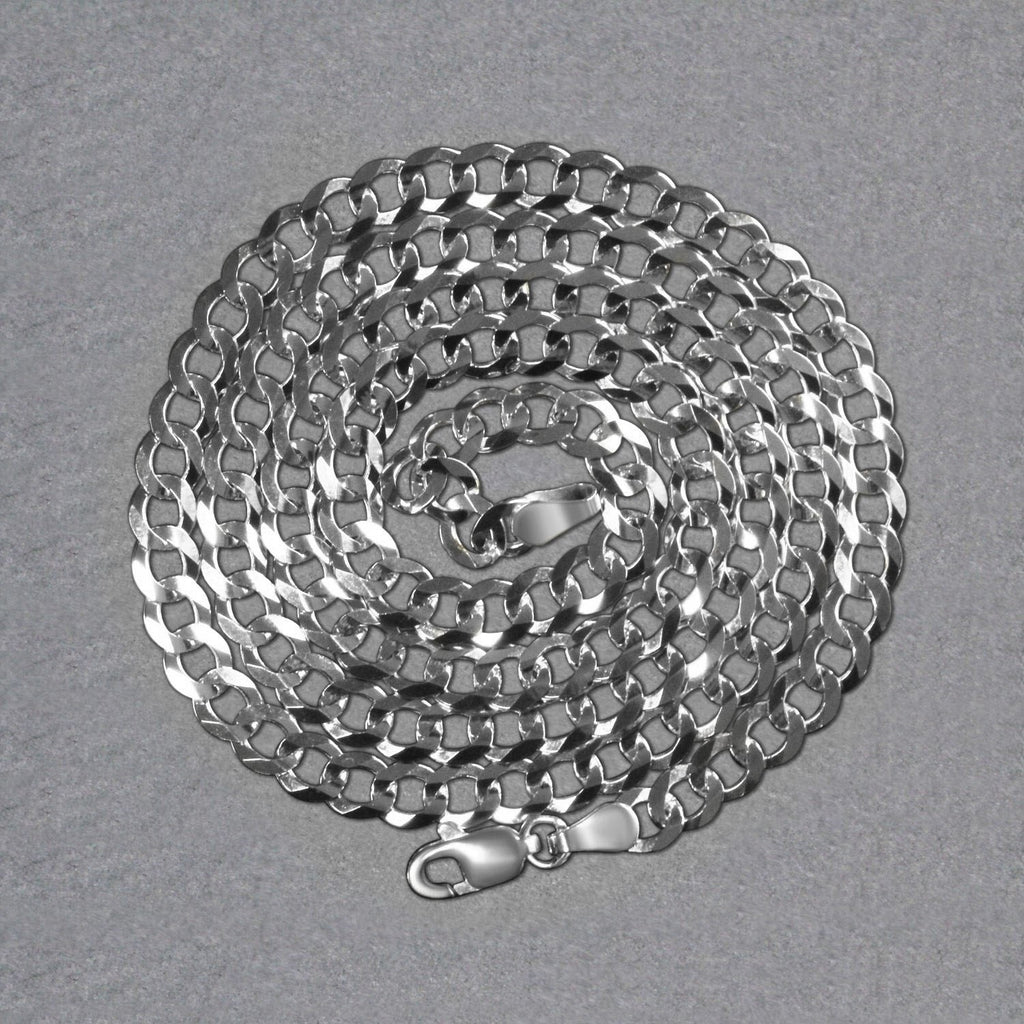 Rhodium Plated Sterling Silver Curb Style Chain (4.70 mm)