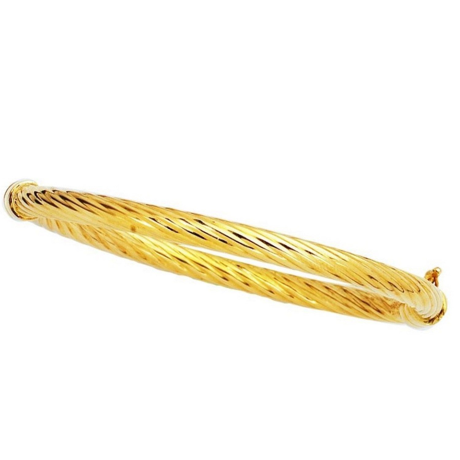 14k Yellow Gold Polished Cable Motif Bangle (5.00 mm)