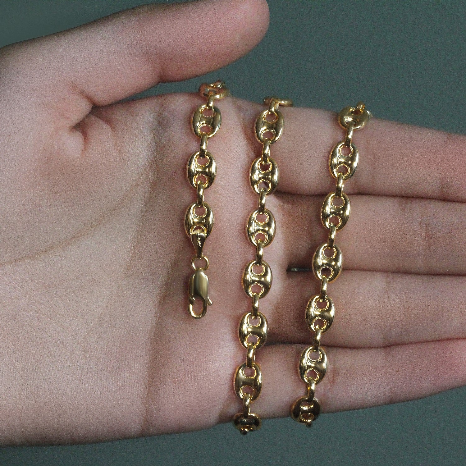 14k Yellow Gold Puffed Mariner Link Chain (6.80 mm)