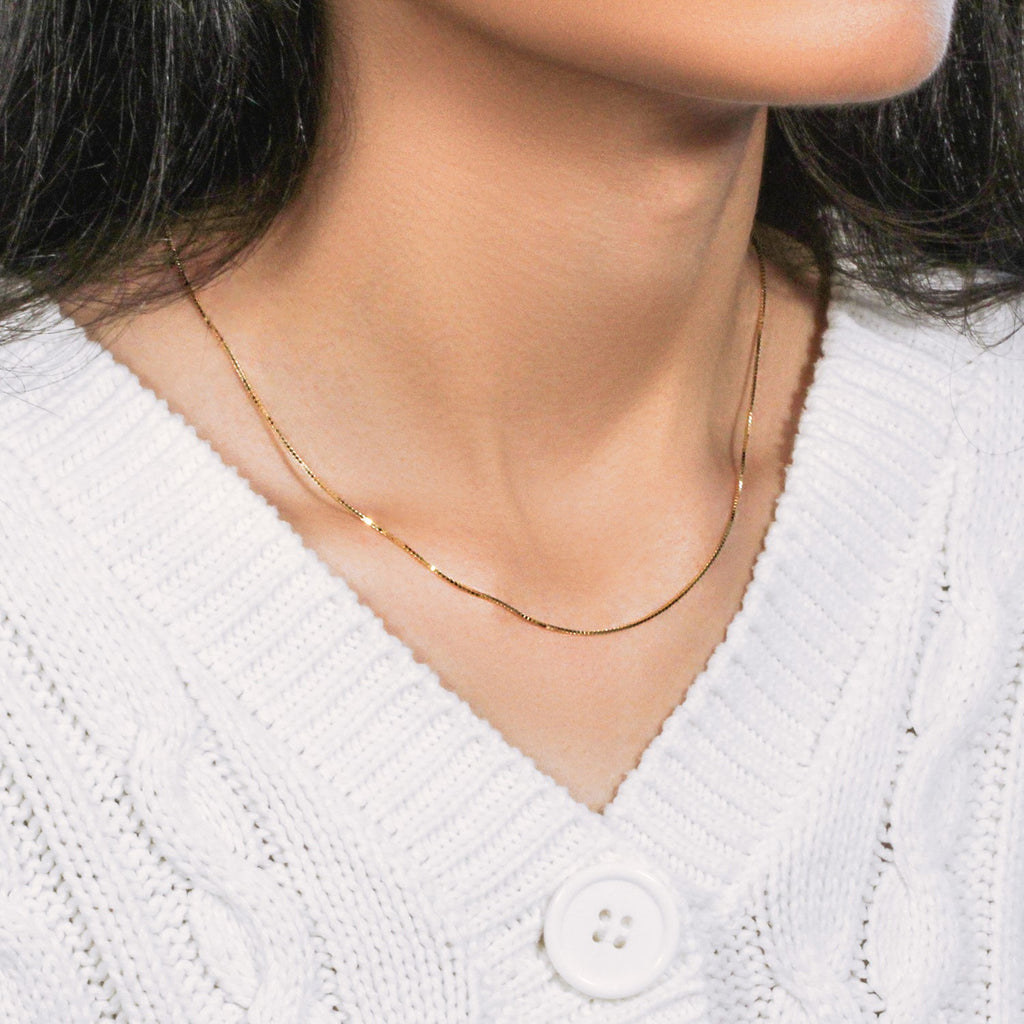 18k Yellow Gold Box Chain 0.8mm (0.78 mm)