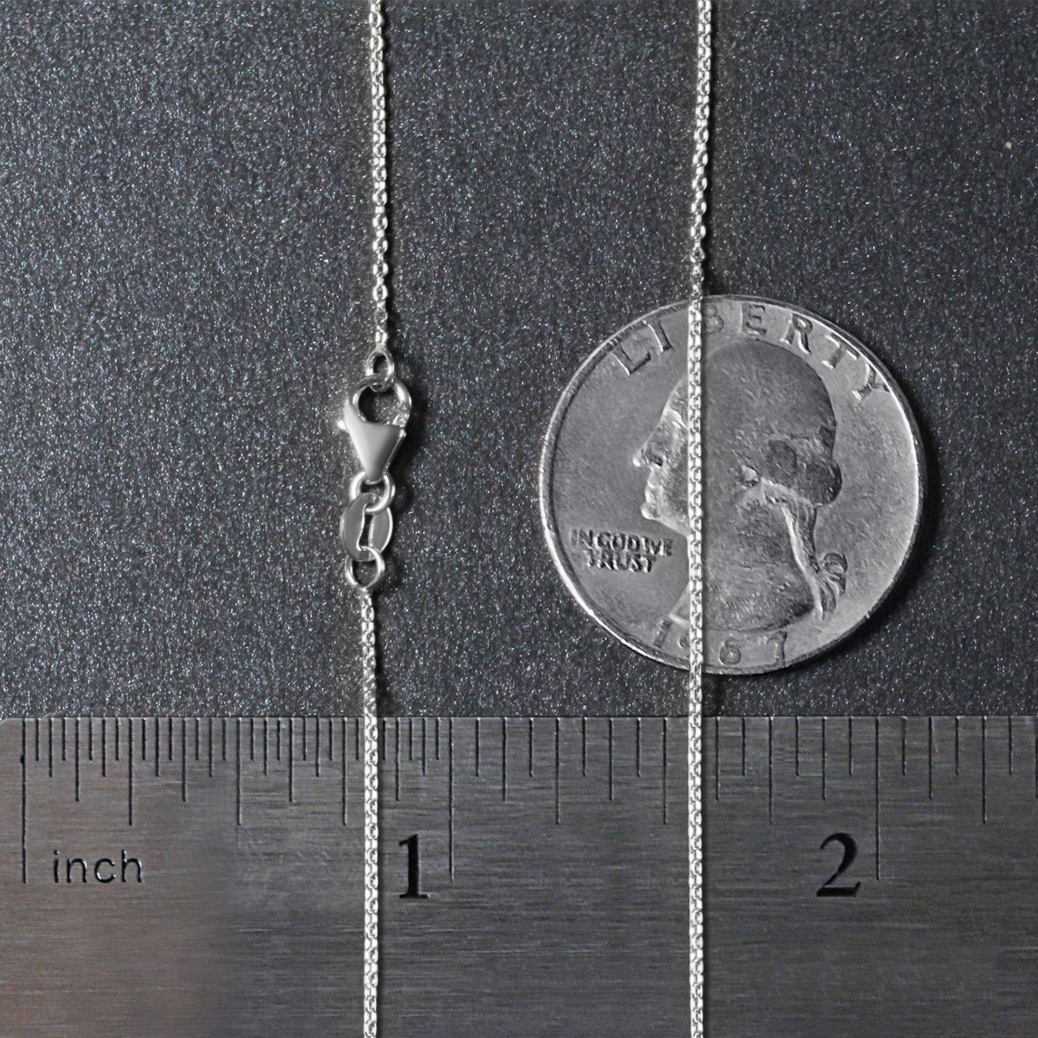 14k White Gold Oval Cable Link Chain (0.97 mm)