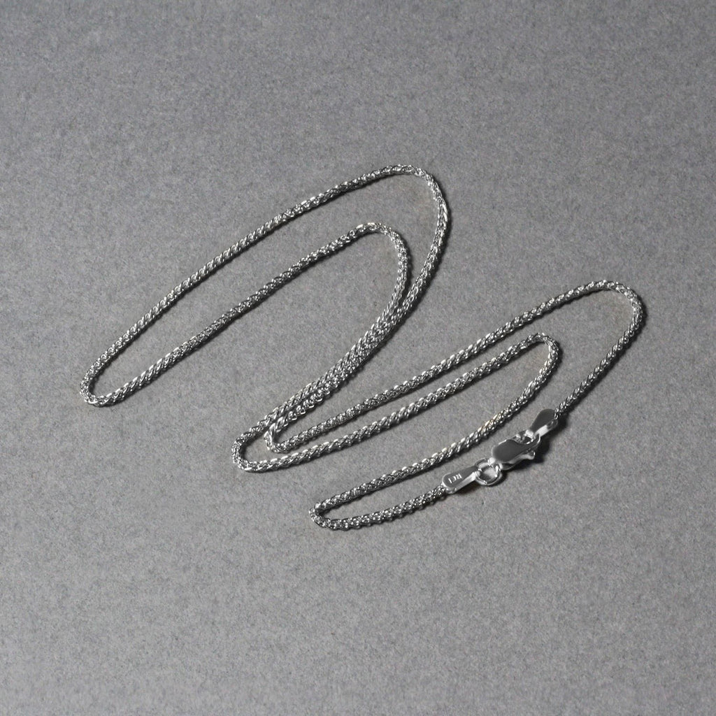 14k White Gold Diamond Cut Round Wheat Chain (1.20 mm)