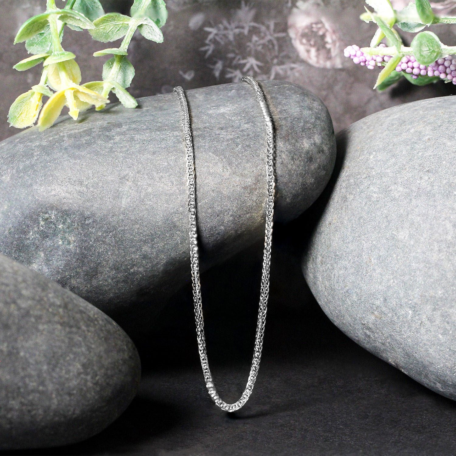 14k White Gold Square Wheat Chain (1.80 mm)