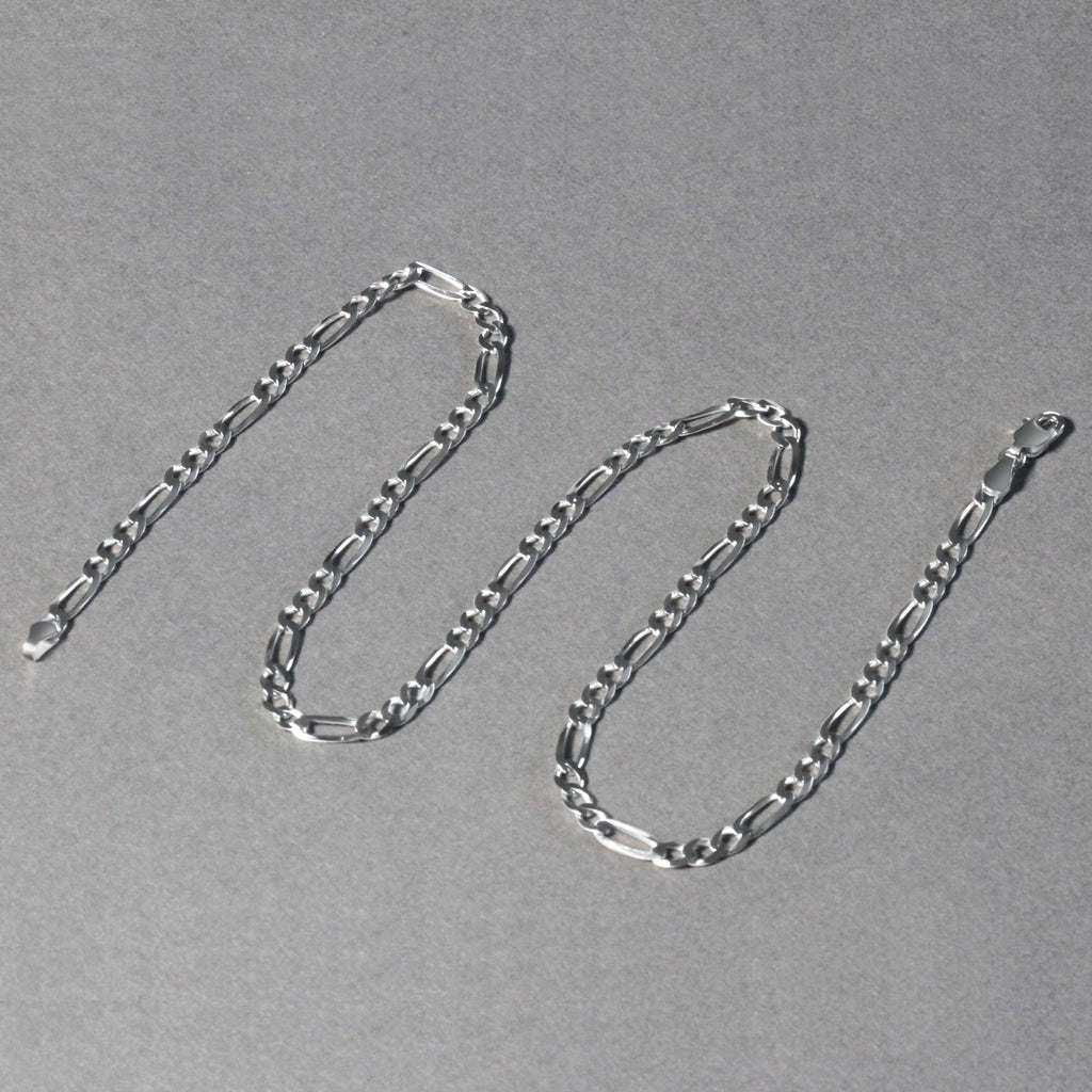 14k White Gold Solid Figaro Chain (3.80 mm)