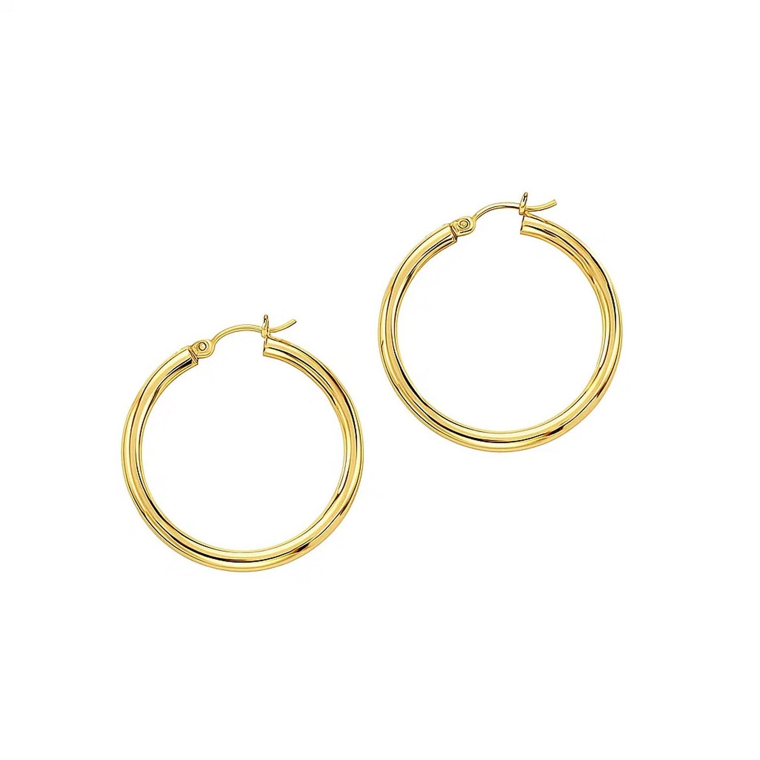 14k Yellow Gold Polished Hoop Earrings (3x30mm)