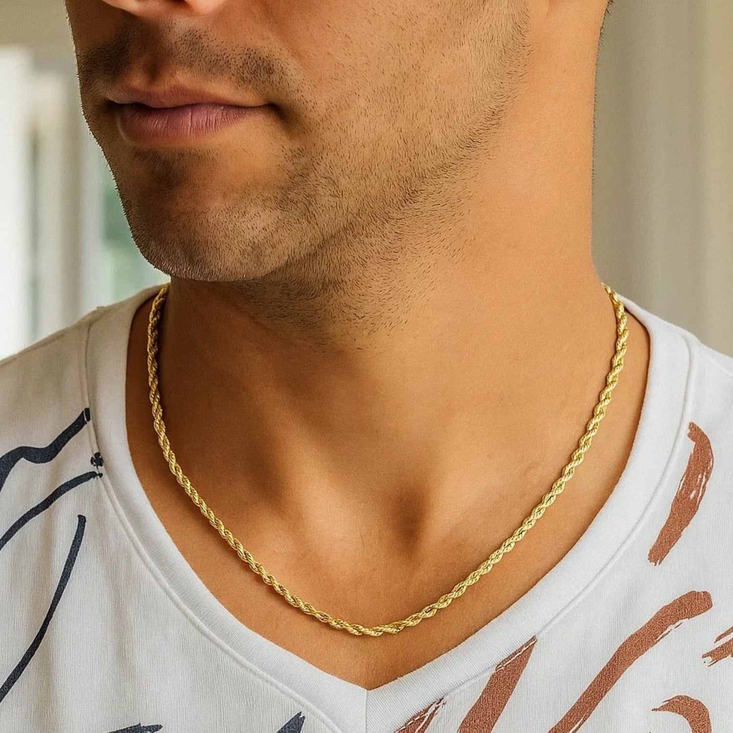 14k Yellow Gold Solid Diamond Cut Rope Chain (2.50 mm)