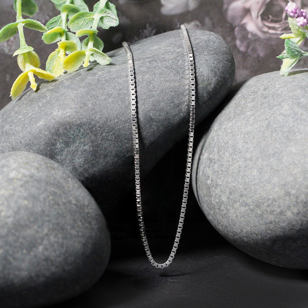 Sterling Silver Rhodium Plated Box Chain (1.30 mm)