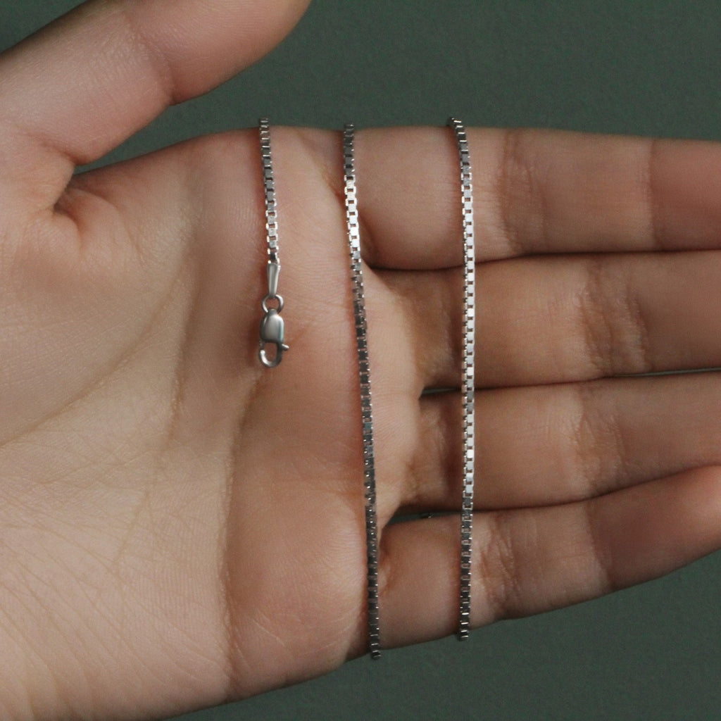 Sterling Silver Rhodium Plated Box Chain (1.30 mm)