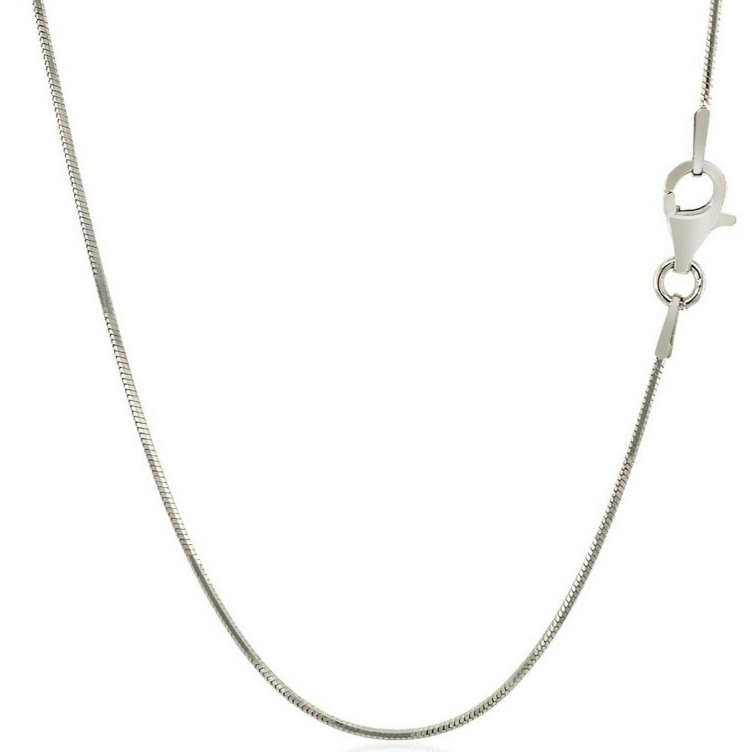 Rhodium Plated 1.3mm Sterling Silver Snake Style Chain (1.30 mm)