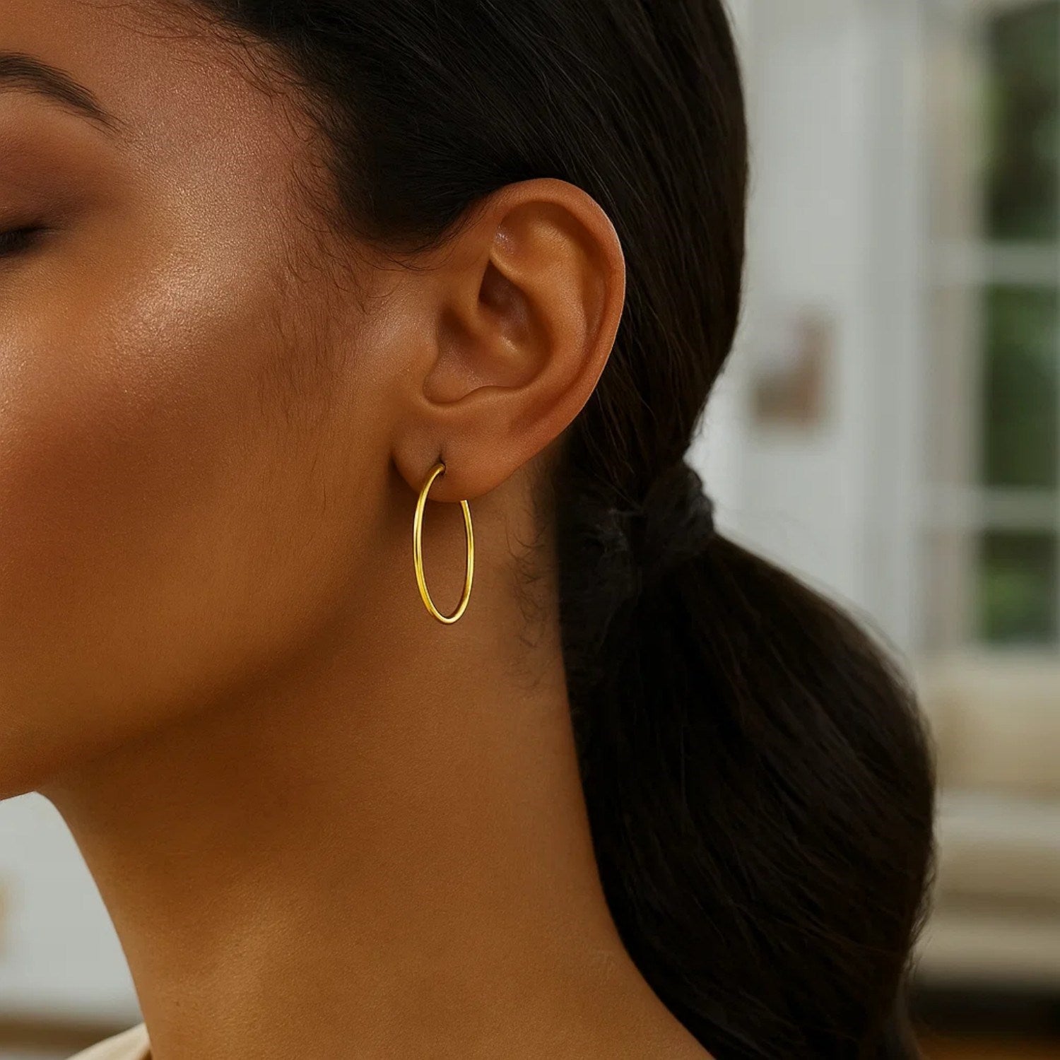 14k Yellow Gold Polished Hoop Earrings (2x30mm)