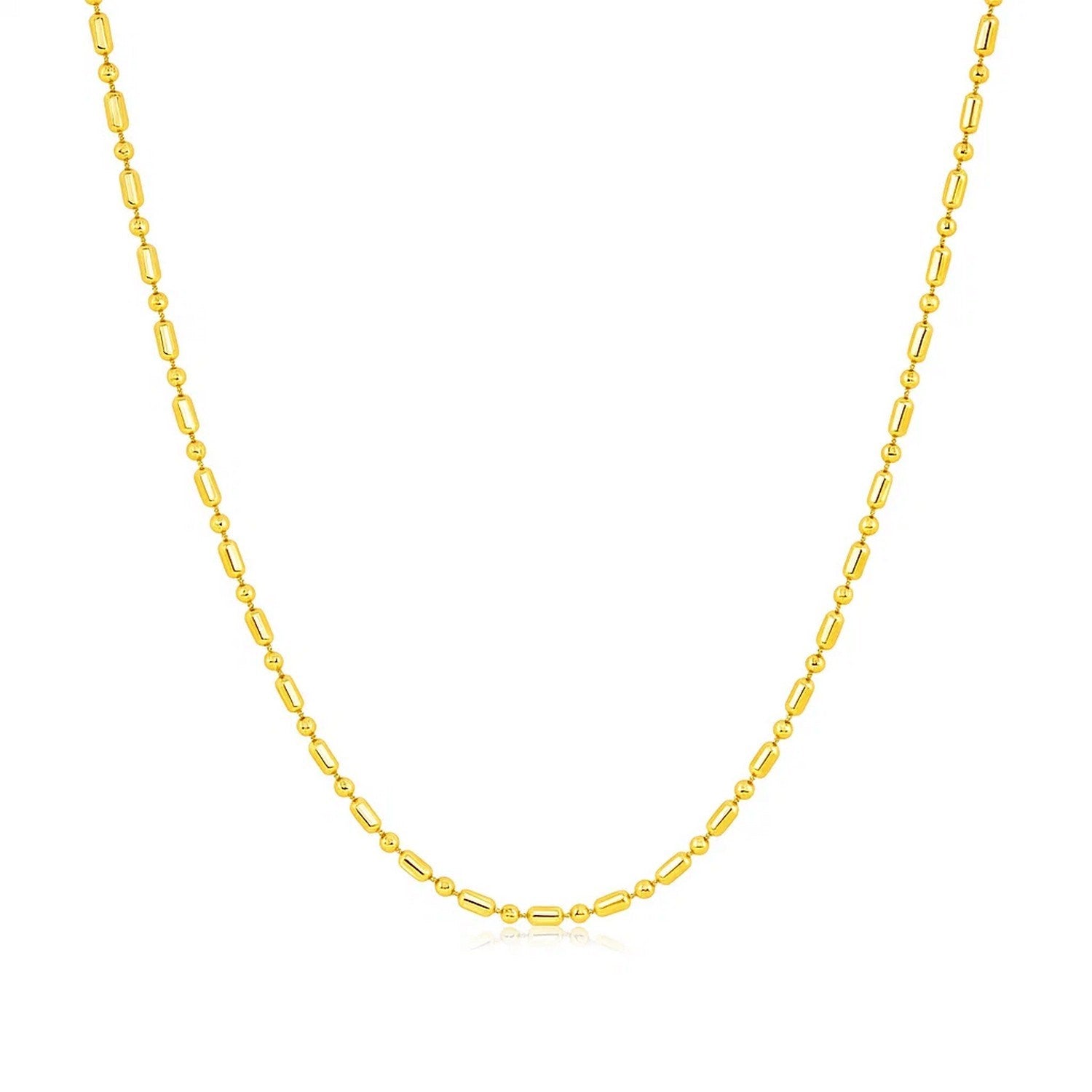 14k Yellow Gold Diamond-Cut Alternating Bead Chain (1.10 mm)