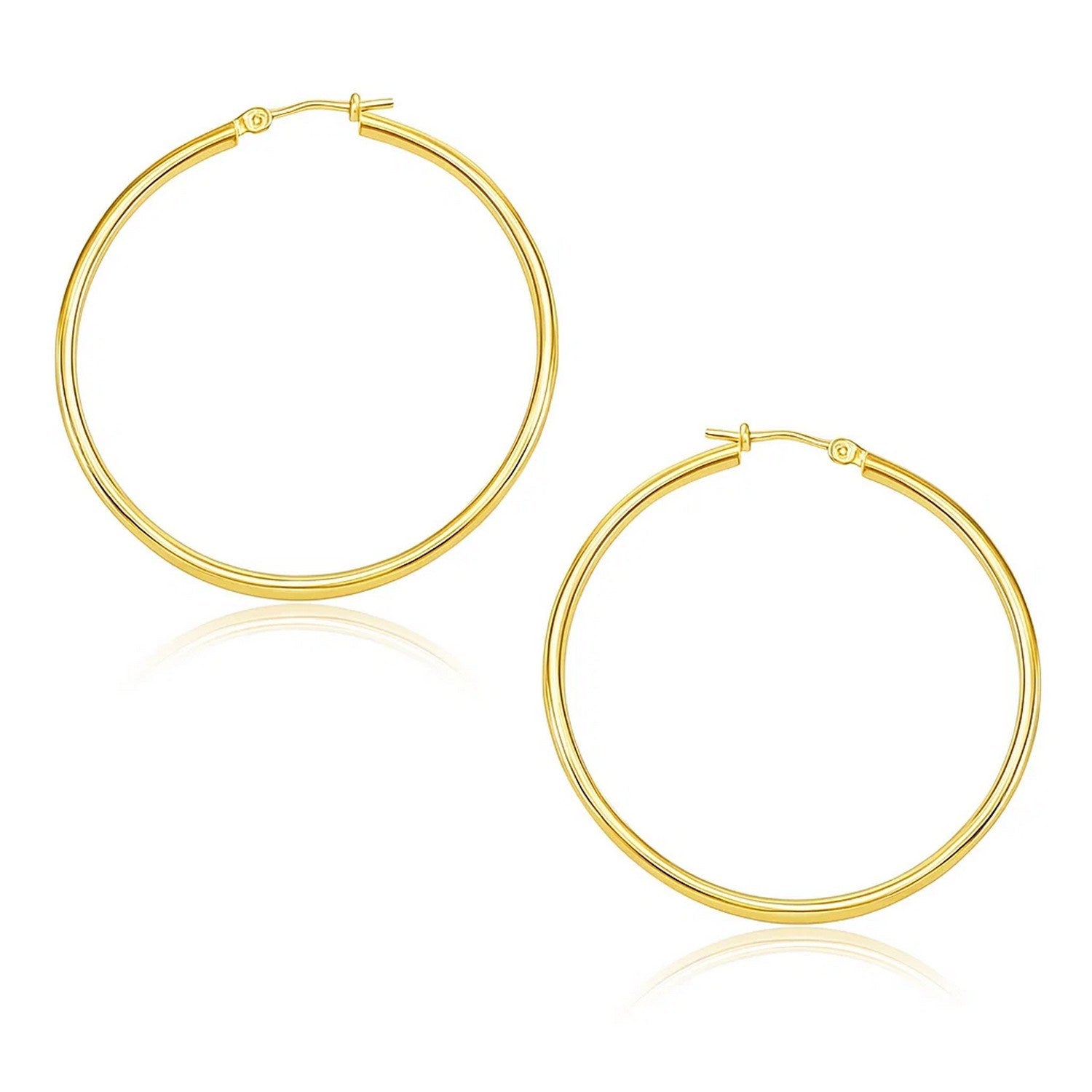 14k Yellow Gold Polished Hoop Earrings (1.5x30mm)