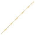 14k Yellow Gold Anklet with Fancy Diamond Shape Filigree Stations