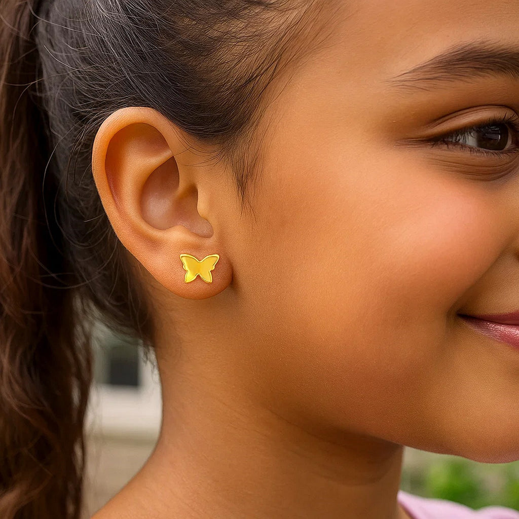 14k Yellow Gold Polished Butterfly Earrings