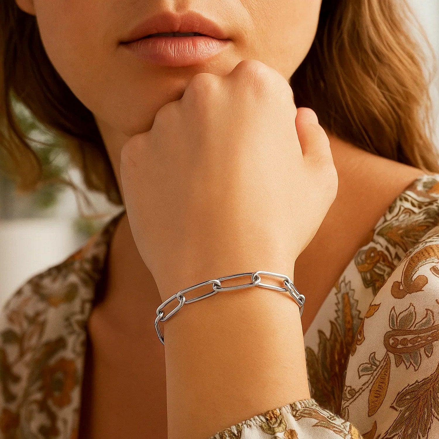 Sterling Silver Wide Paperclip Chain Bracelet (5.90 mm)