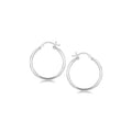 Sterling Silver Rhodium Plated Thin and Polished Hoop Motif Earrings (2x25mm)