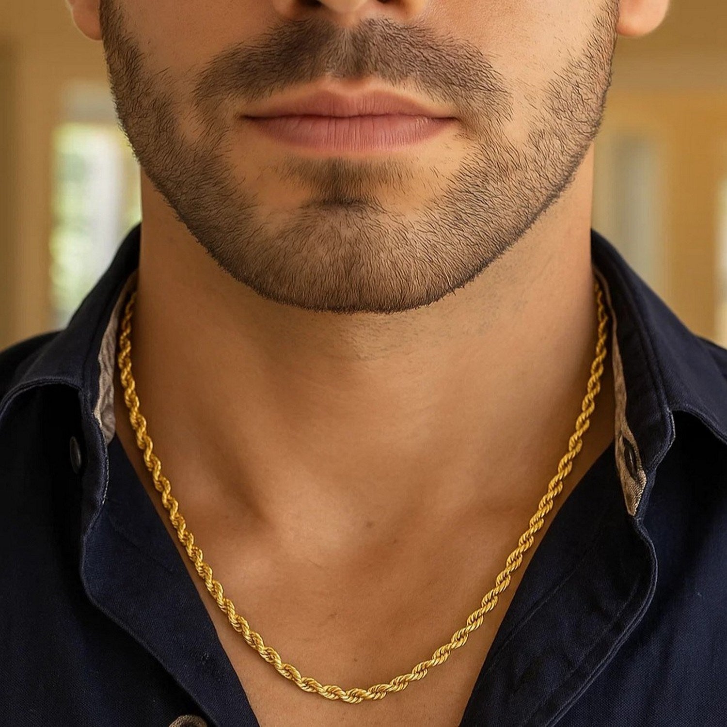 10K Yellow Gold Hollow Diamond Cut Rope Chain (4.0 mm)