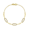 14K Yellow Gold Diamon Oro Paperclip Bracelet