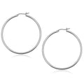 10k White Gold Polished Hoop Earrings (2x50mm)
