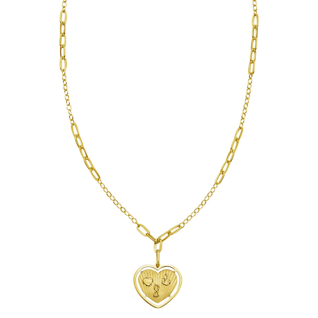 14K Yellow Gold Lucky Forever Heart Necklace
