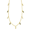 14K Yellow Gold Onyx And MOP Inlay Station Necklace