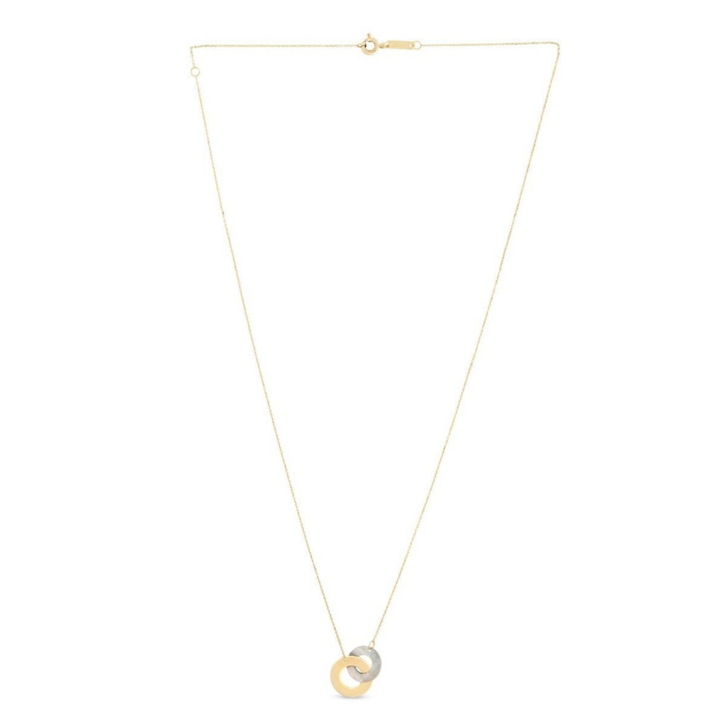 14k Yellow Gold High Polish Linked Mother of Pearl Circles Necklace