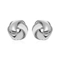 Textured and Polished Love Knot Earrings in Sterling Silver(13mm)