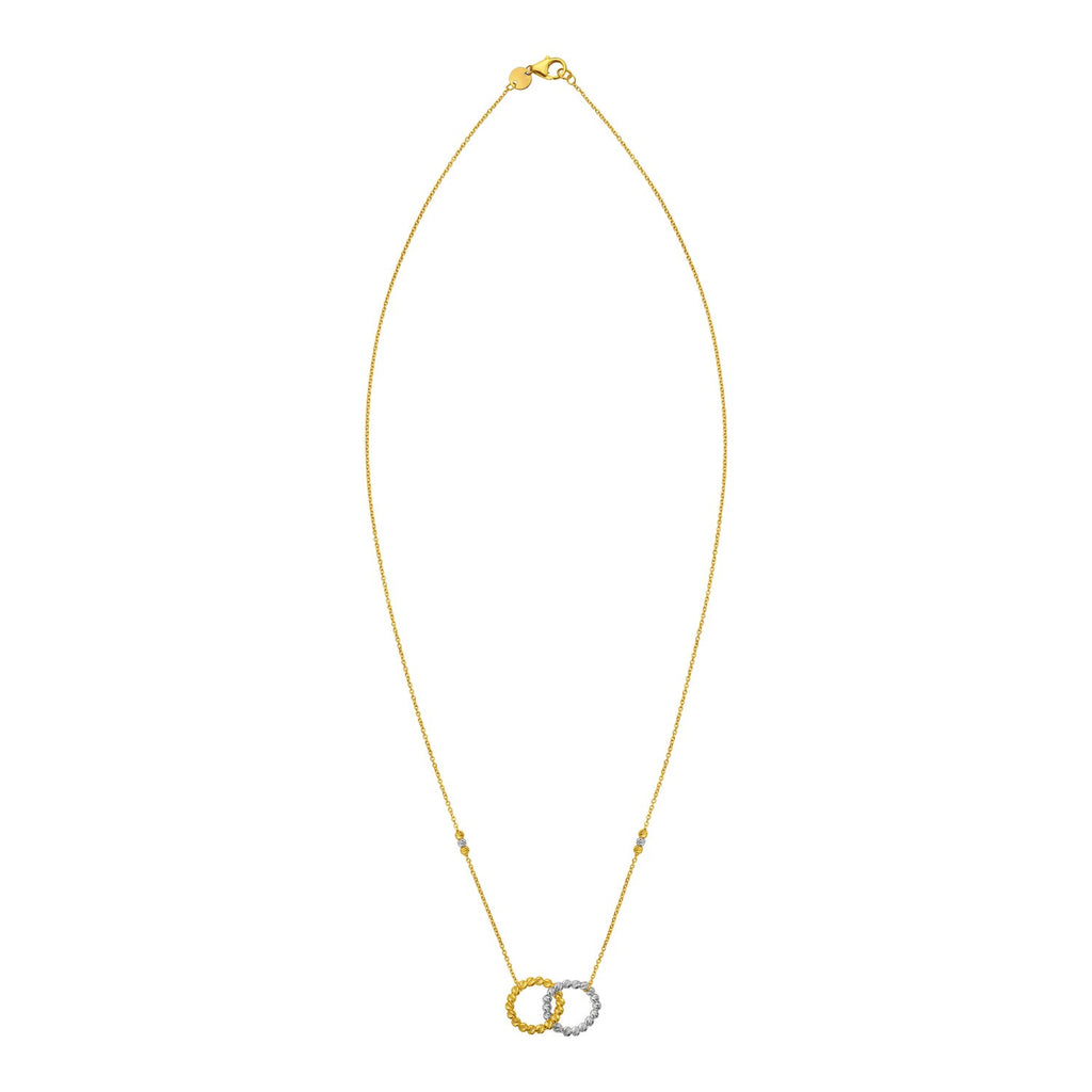 14K Two Tone Gold Interlocking Circle Necklace