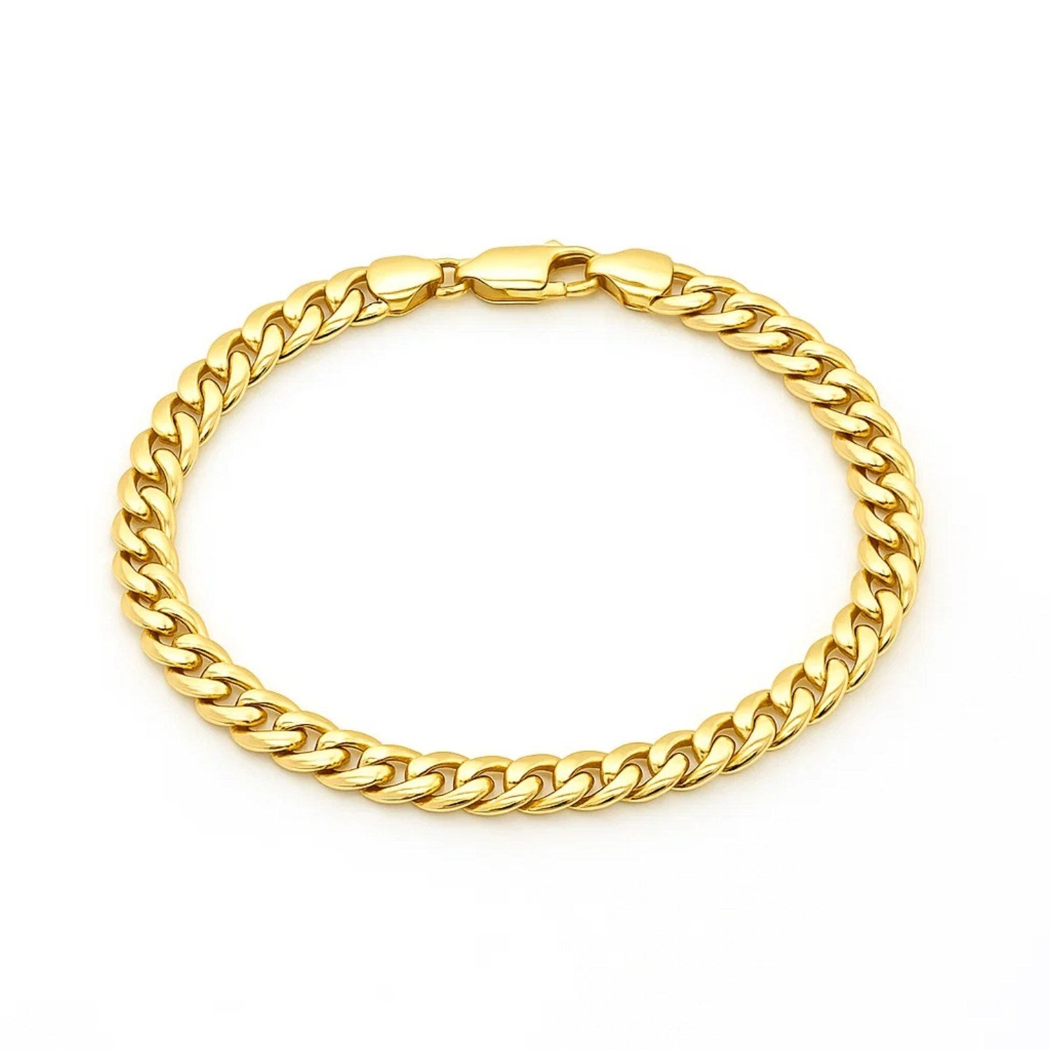14k Yellow Gold Miami Cuban Semi Solid Bracelet (7.00 mm)