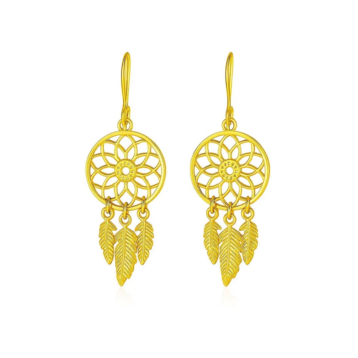 Dream Catcher Earrings in 14k Yellow Gold